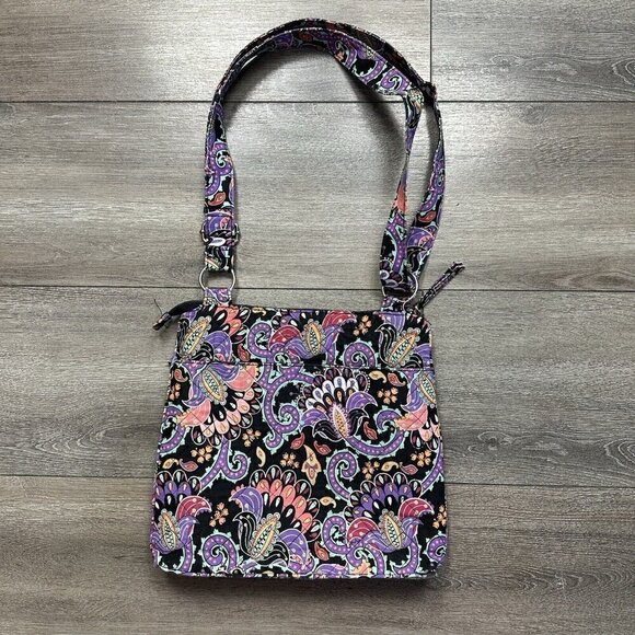 Waverly Inspirations Crossbody Shoulder Bag Purple Paisley Purse Carry On - Picture 2 of 5